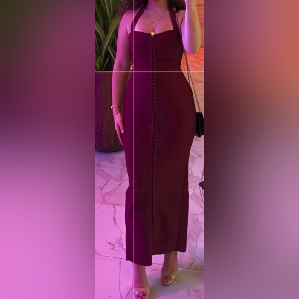 Fashion Nova Halterneck Burgundy Midaxi dress